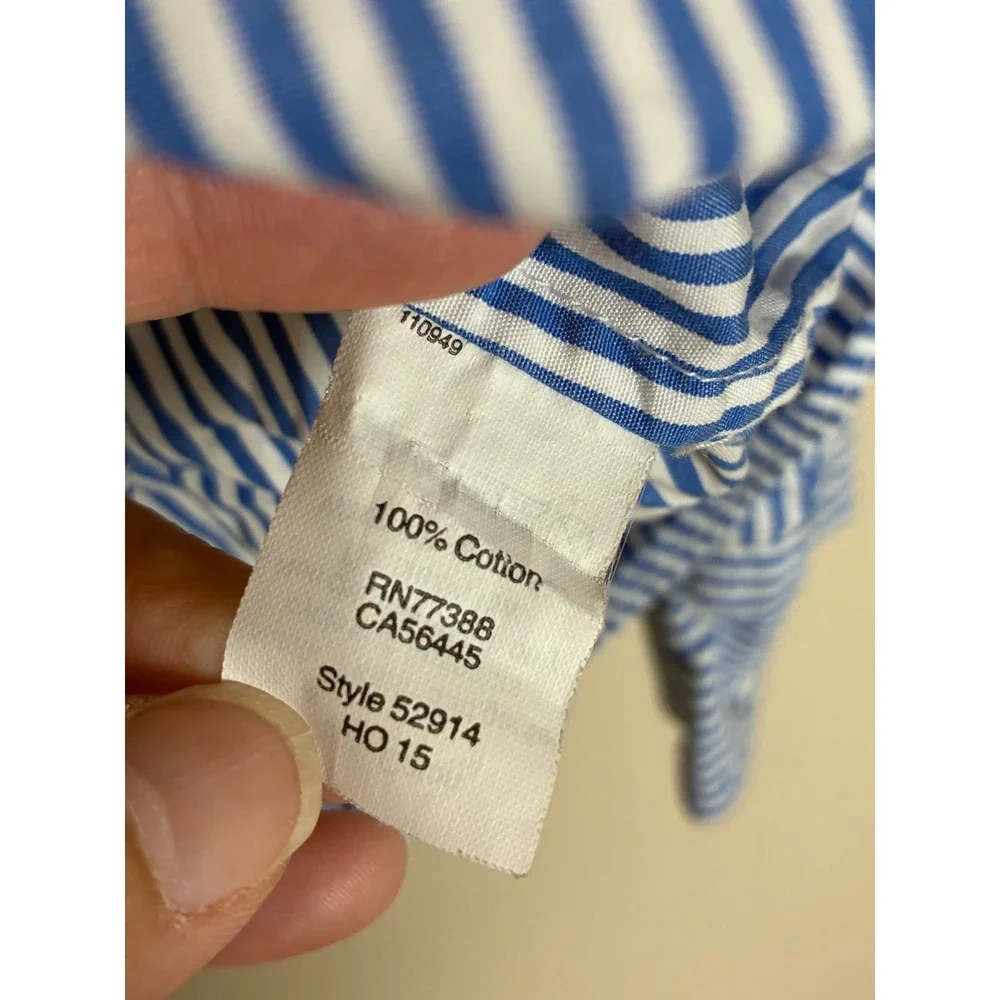 J.Crew Haberdashery Womens Blue White Striped Cotton Button‎ Down Shirt Size  S